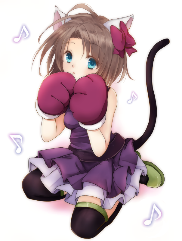 1girl, :o, animal_ears, blue_eyes, bow, brown_hair, cat_ears, cat_paws