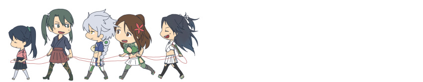5girls, aircraft_carrier, amagi_(kantai_collection), brown_hair, claves_(artist), closed_eyes, grey_hair, highres