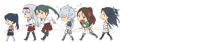 6+girls, aircraft_carrier, amagi_(kantai_collection), braid, claves_(artist), flower, hair_flower, hair_ornament