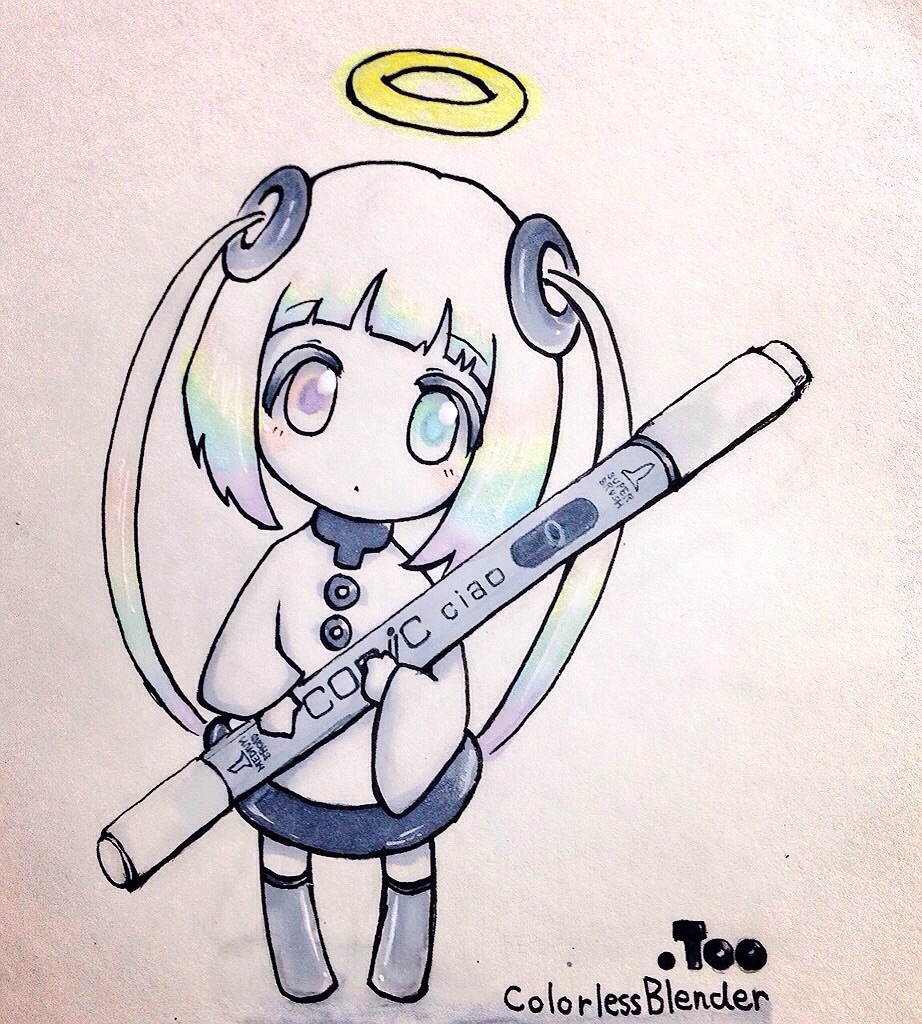 0-chan_(keigozoo), 1girl, aqua_eyes, bangs, blue_eyes, blush_stickers, chibi, commentary_request