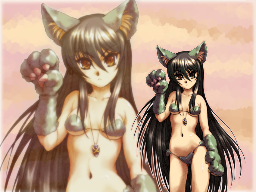 bikini, black_hair, brown_eyes, brown_hair, loli, nekomimi, shakugan_no_shana, shana, shanya, sns, tsundere, valalpa, wallpaper