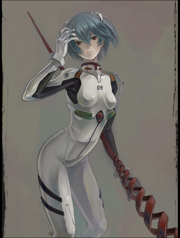 blue_hair, lance_of_longinus, metalinu, neon_genesis_evangelion, pale_skin, plugsuit, short_hair, solo