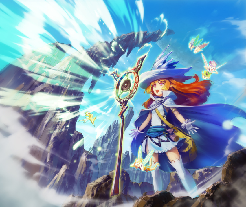 armlet, bag, cape, covering_ears, fairy, gloves, hat, highres