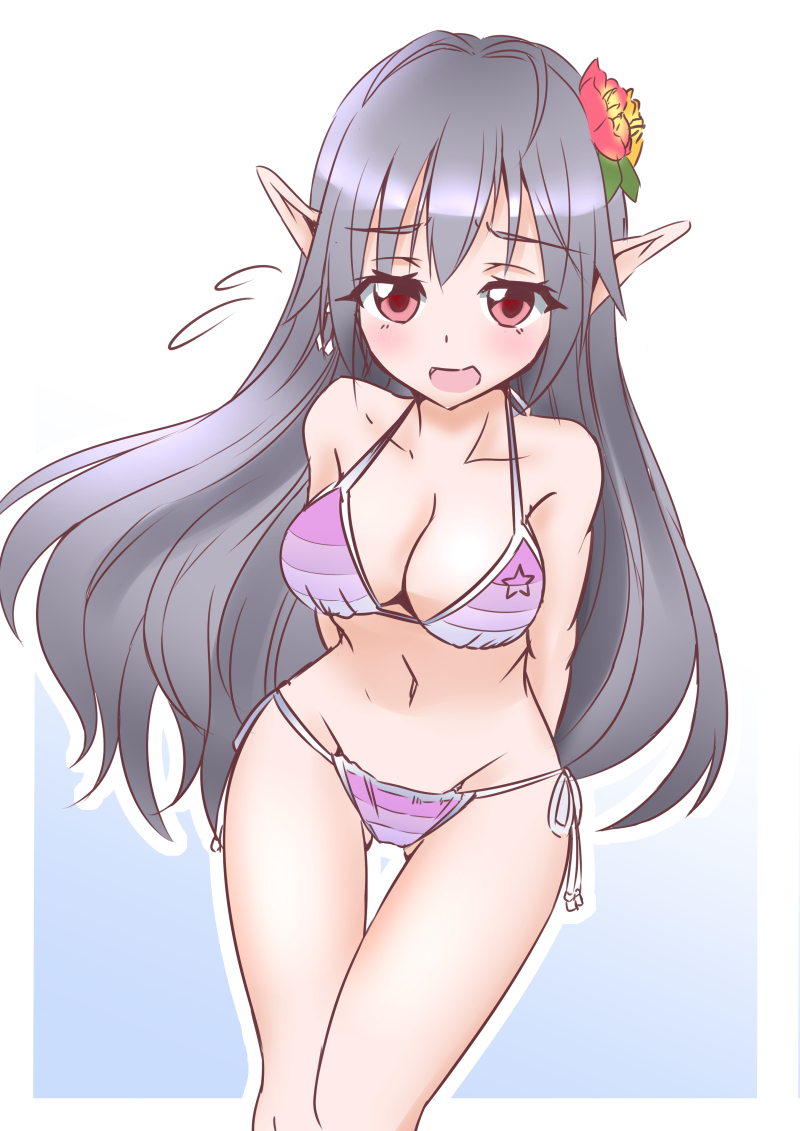 1girl, bikini, black_hair, katori_(pso2), long_hair, mito_yoshihiro, phantasy_star, phantasy_star_online_2