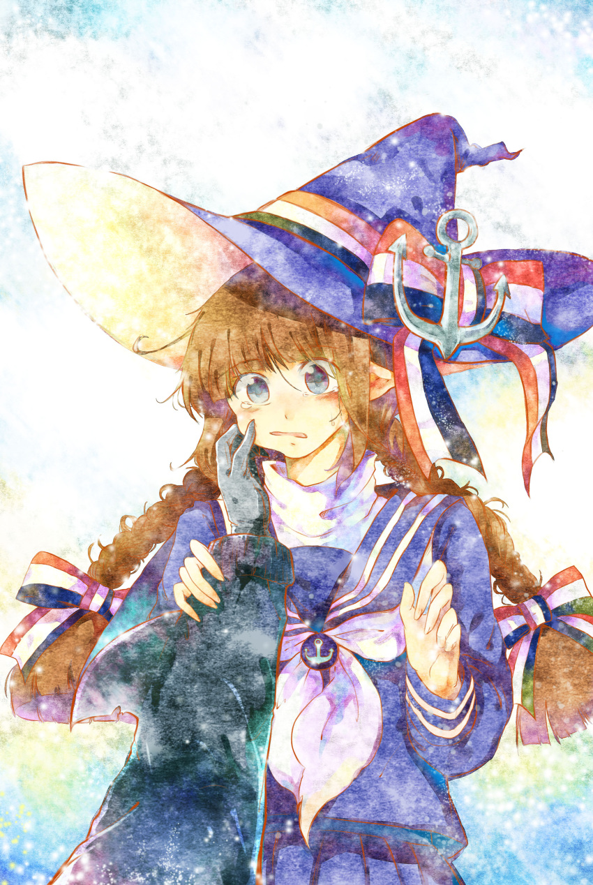 1boy, 1girl, absurdres, ahoge, anchor, blue_eyes, blush, bow