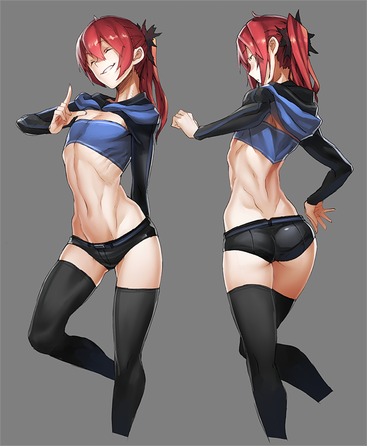 1girl, ass, black_legwear, closed_eyes, dungeon_ni_deai_wo_motomeru_no_wa_machigatteiru_darou_ka, flat_chest, grey_background, hoodie