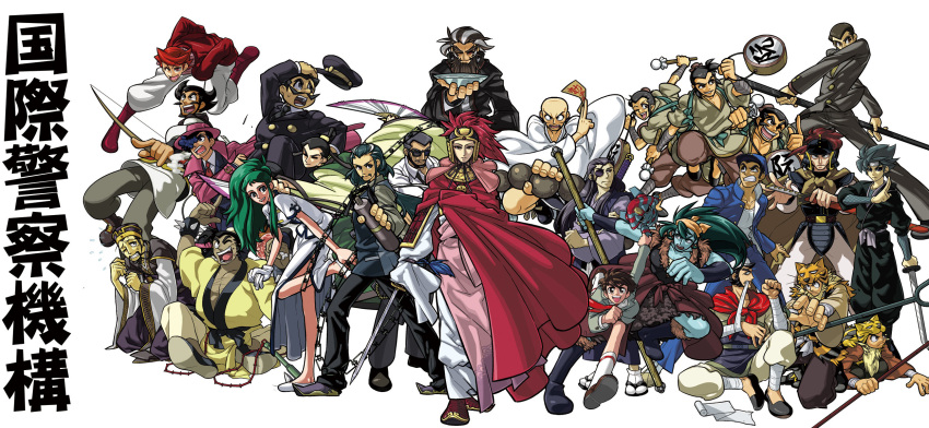 2girls, 6+boys, black_hair, brown_hair, chief_ootsuka, china_dress, chinese_clothes, chouryou_(giant_robo)