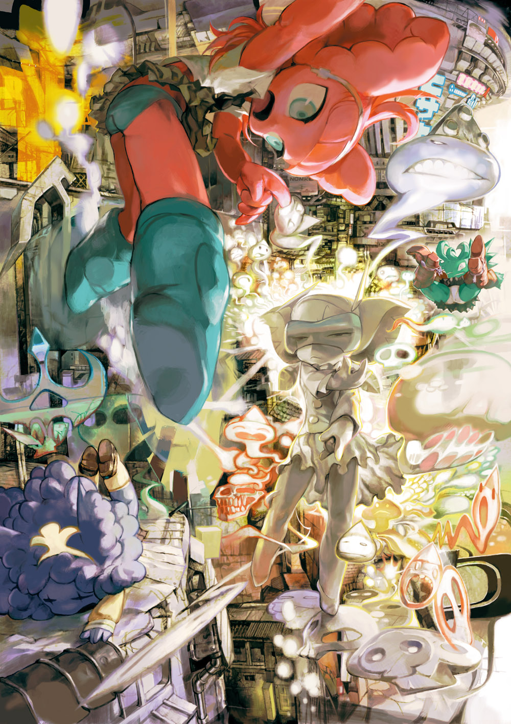 blue_detune, explosion, green_illegal, highres, kawa_yoo, kawaguchi_youhei, name_characters, original