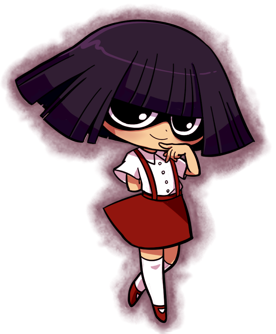 1girl, bangs, black_hair, blunt_bangs, full_body, hanako-san_(youkai_watch), looking_at_viewer, red_skirt, sakiko_(gekiama), short_hair, simple_background, skirt, smile, solo, suspenders, thigh-highs, white_background, white_legwear, youkai_watch, zettai_ryouiki
