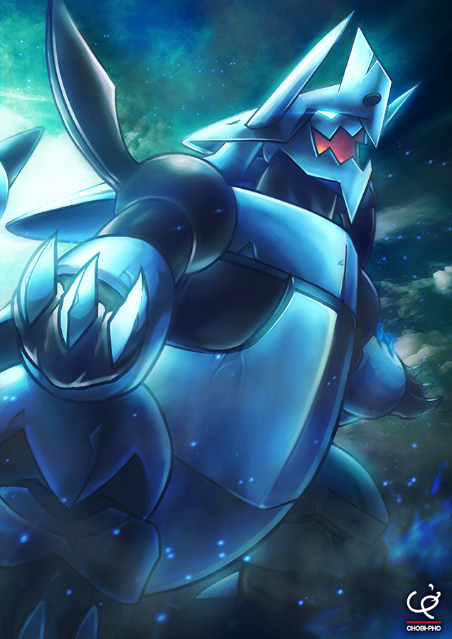 aggron, claws, glowing, glowing_eyes, horns, mega_aggron, mega_pokemon, pokemon
