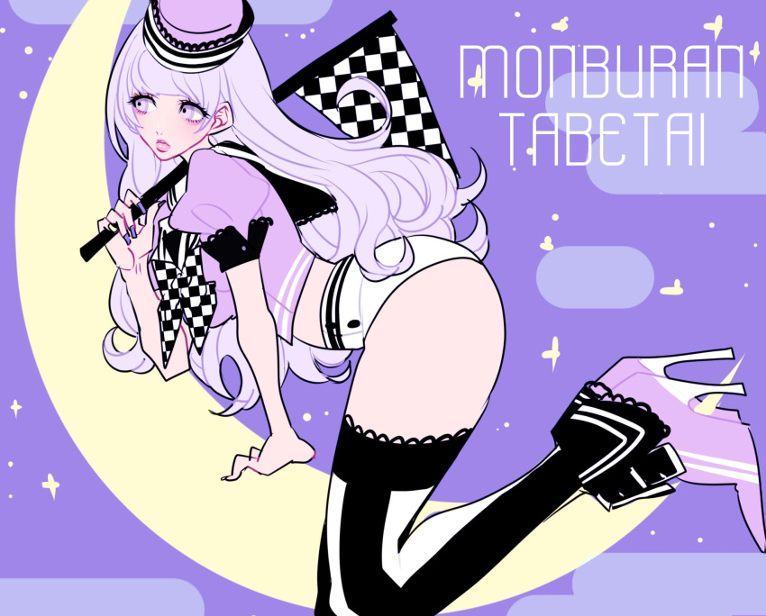 1girl, checkered, checkered_flag, fake_nails, flag, hat, high_heels, highres