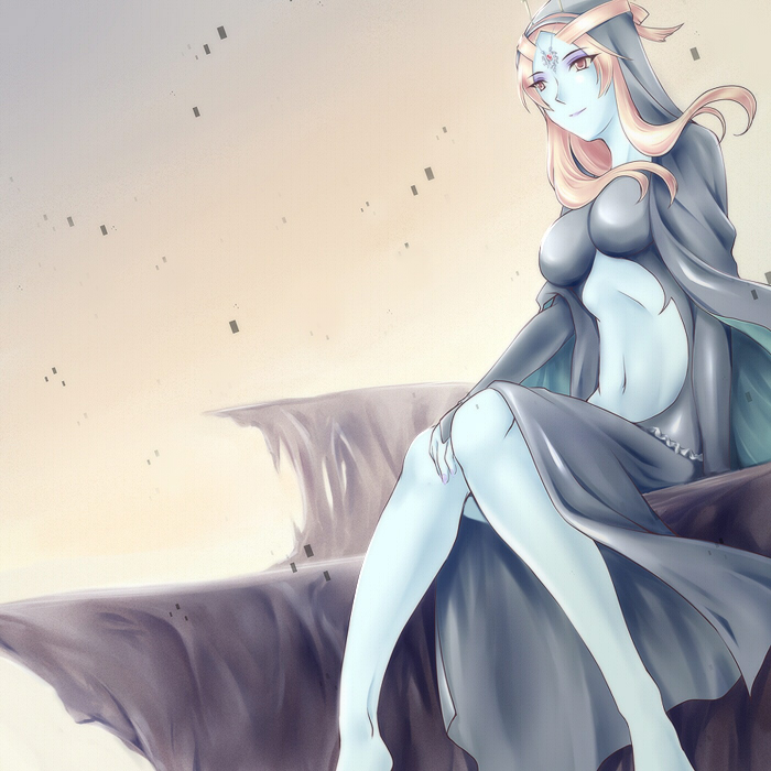 blue_skin, long_hair, microspace, midna, nintendo, orange_hair, red_eyes, solo