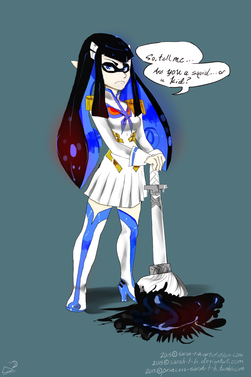 absurdres, boots, crossover, highres, inkling, junketsu, kill_la_kill, kiryuuin_satsuki