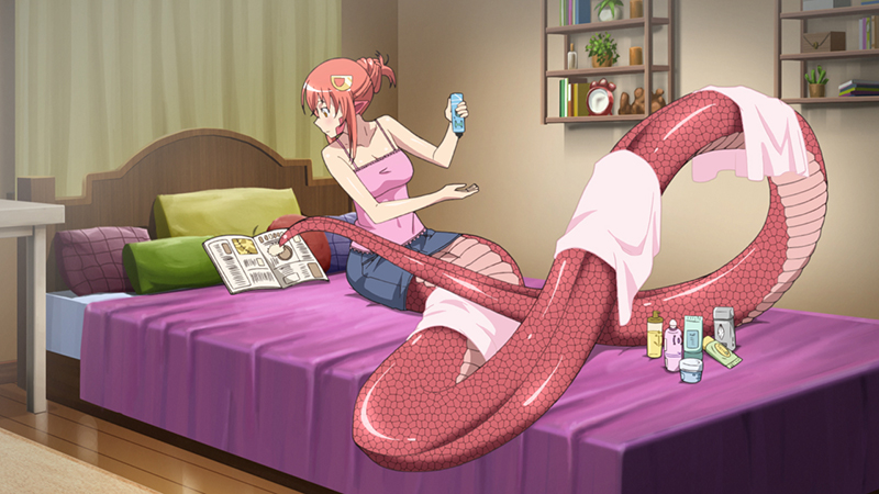 1girl, alarm_clock, breasts, camisole, clock, full_body, hair_bun, hair_ornament