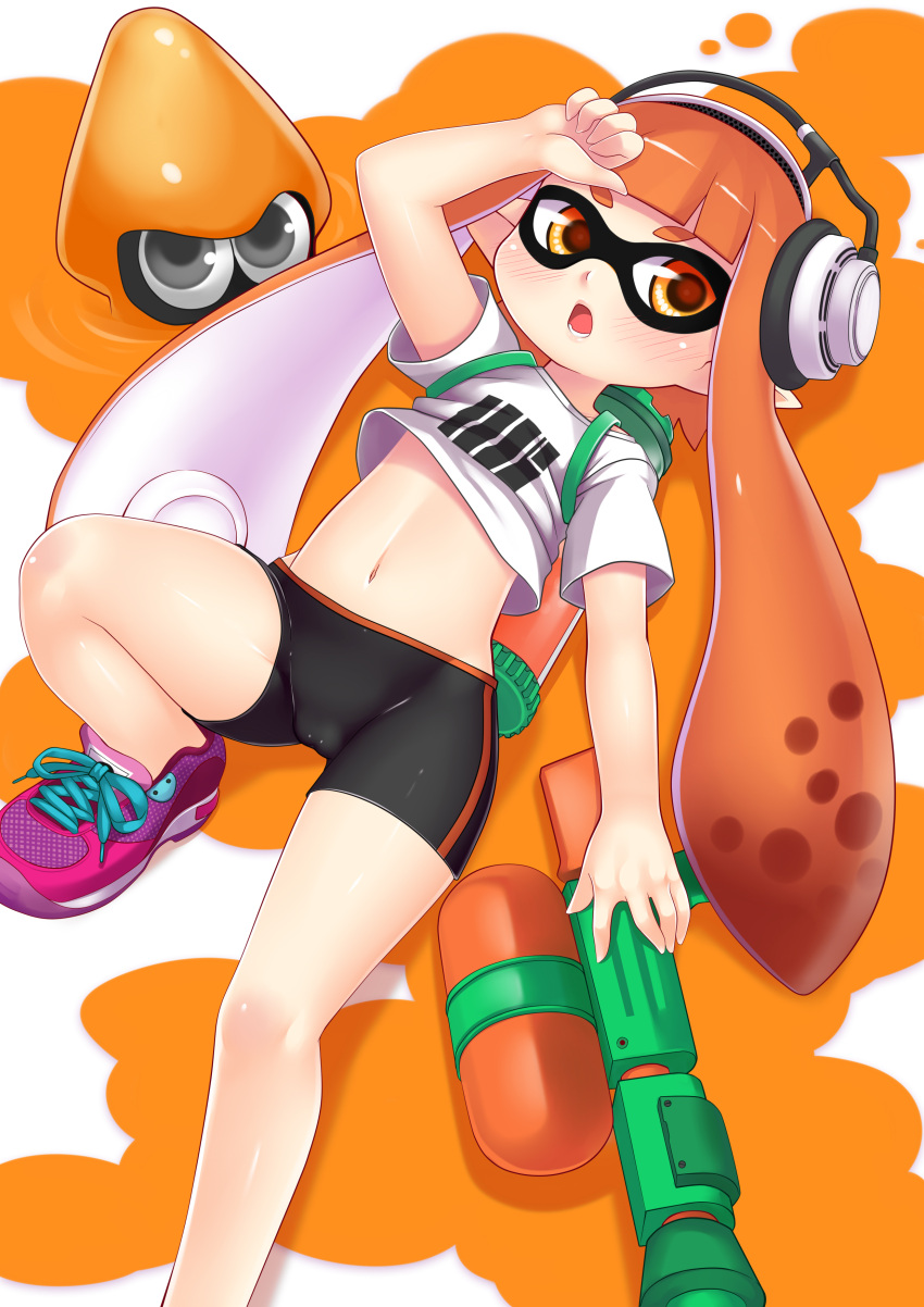 1girl, absurdres, amber_eyes, animal_humanoid, anthro, bike_shorts, blush, brown_hair