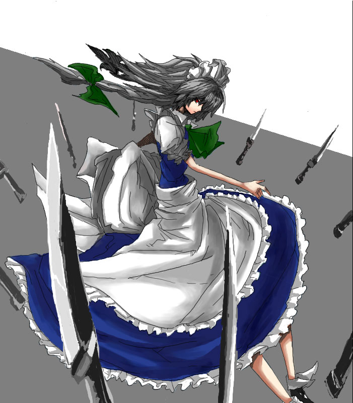 knife, maid, masuzou, silver_hair, touhou