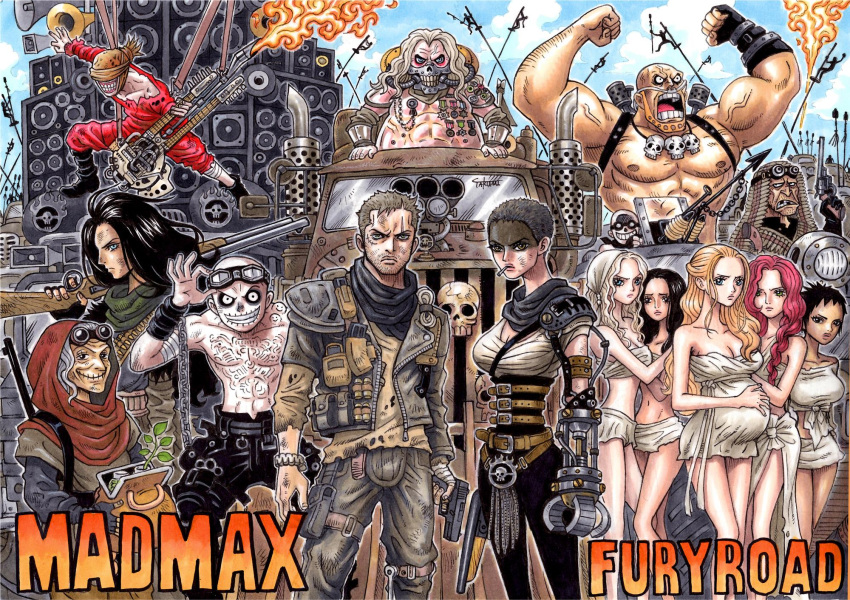 angharad, capable_(mad_max), cheedo_the_fragile, coma-doof_warrior, everyone, highres, immortan_joe, imperator_furiosa, mad_max, mad_max:_fury_road, max_rockatansky, miss_giddy, nux_(mad_max), rictus_erectus, slit_(mad_max), takumi_(marlboro), the_bullet_farmer, the_dag, the_organic_mechanic, the_people_eater, toast_the_knowing
