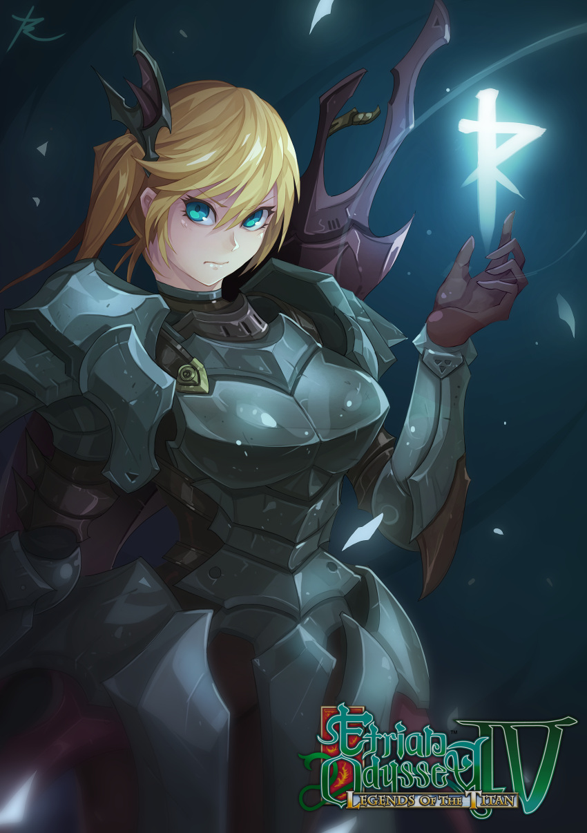 absurdres, armor, blonde_hair, blue_eyes, gloves, hair_ornament, highres, imperial_(sekaiju)