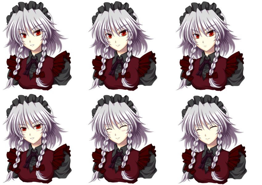 1girl, alternate_costume, blush, bow, braid, hair_bow, izayoi_sakuya, kilina