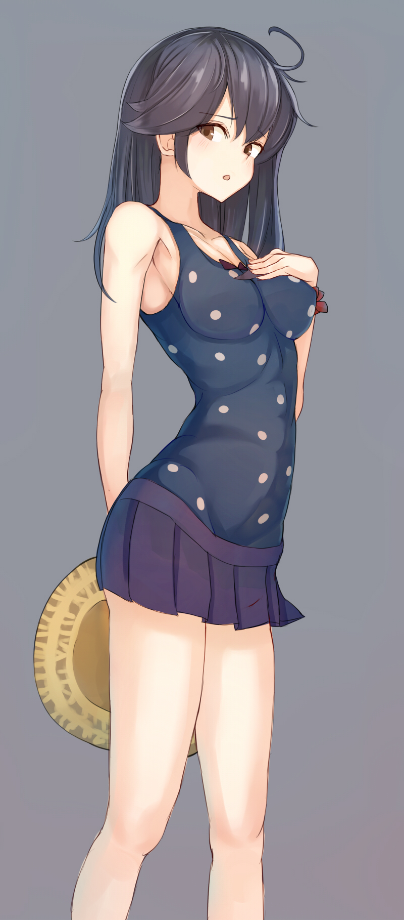 1girl, black_eyes, black_hair, guanhian, hat, highres, kantai_collection, long_hair