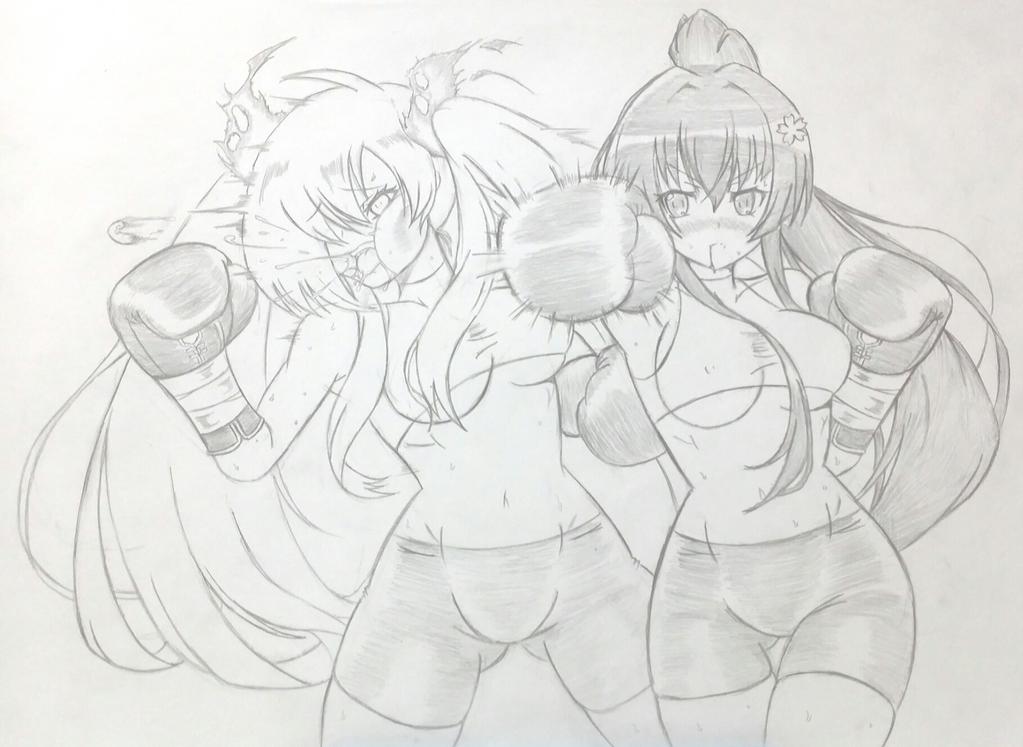 bike_shorts, blood, boxing, boxing_gloves, hair_ornament, kantai_collection, long_hair, monochrome