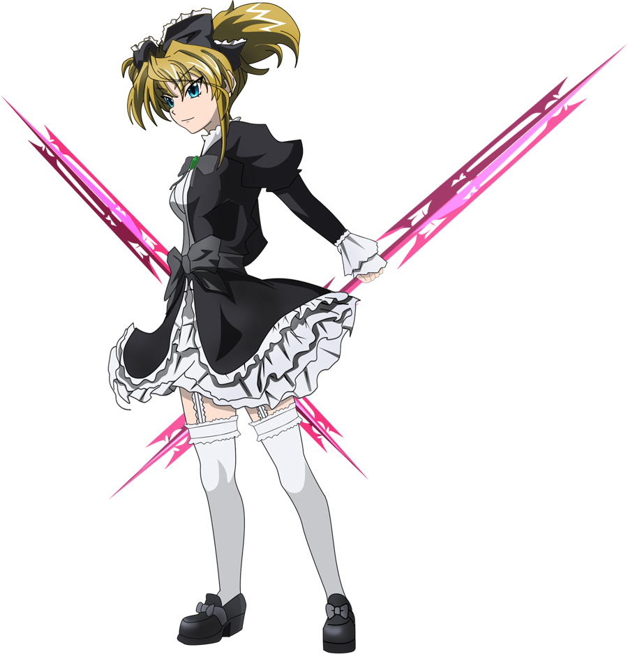 1girl, blonde_hair, blue_eyes, bow, bowtie, garter_straps, gothic_lolita, hair_ribbon