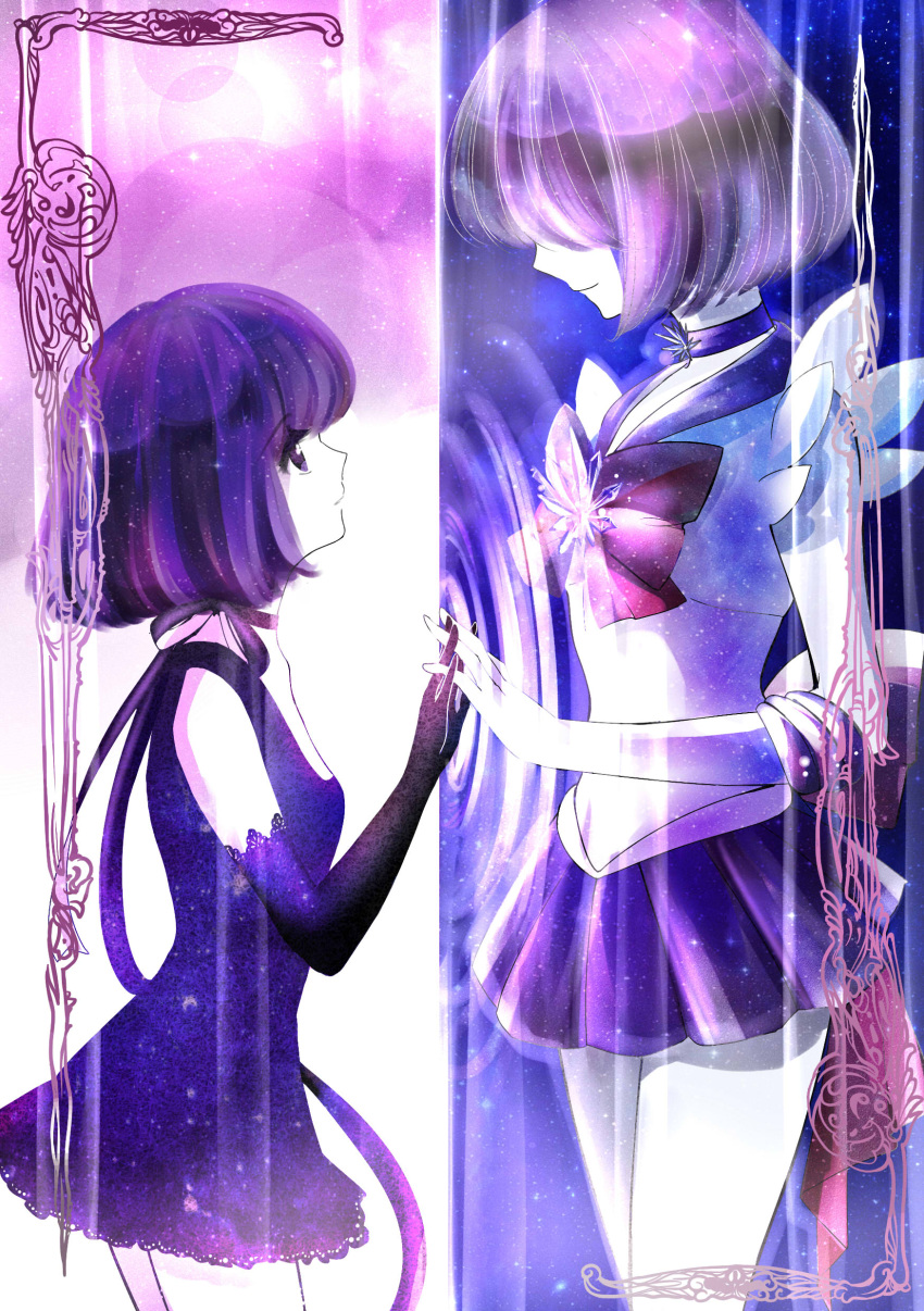 absurdres, bangs, bishoujo_senshi_sailor_moon, choker, dress, dual_persona, elbow_gloves, gloves