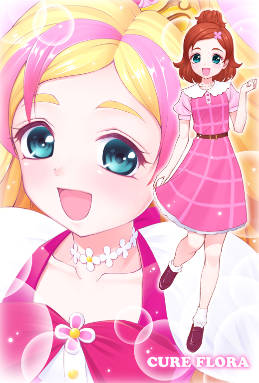 amane_satsuki, blonde_hair, cure_flora, go!_princess_precure, haruno_haruka, multicolored_hair, precure, two-tone_hair