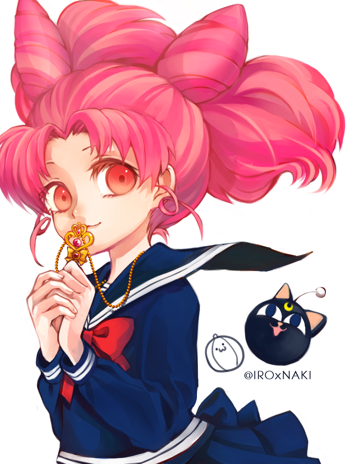 1girl, bangs, big_hair, bishoujo_senshi_sailor_moon, bow, chibi_usa, colored_eyelashes, double_bun