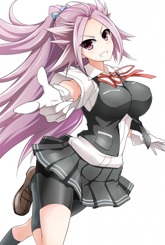 1girl, bike_shorts, breasts, cosplay, gloves, grin, jun'you_(kantai_collection), kantai_collection
