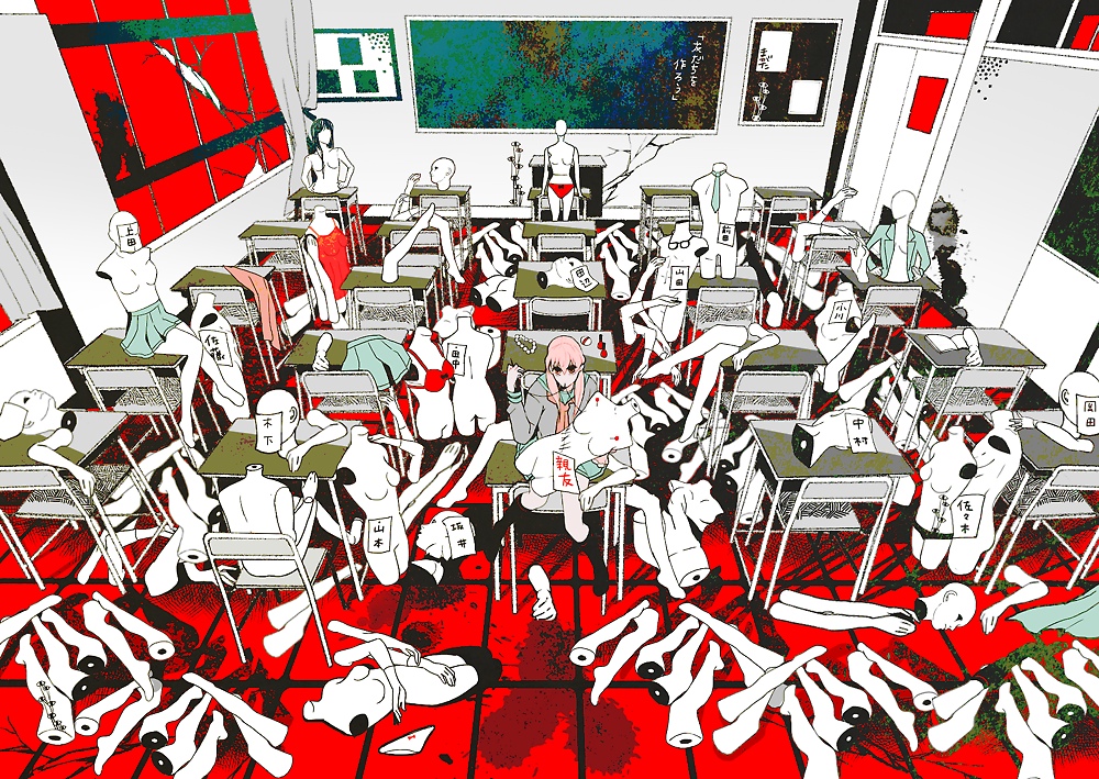 1girl, black_legwear, black_panties, blazer, blood, body_parts, bra, breasts
