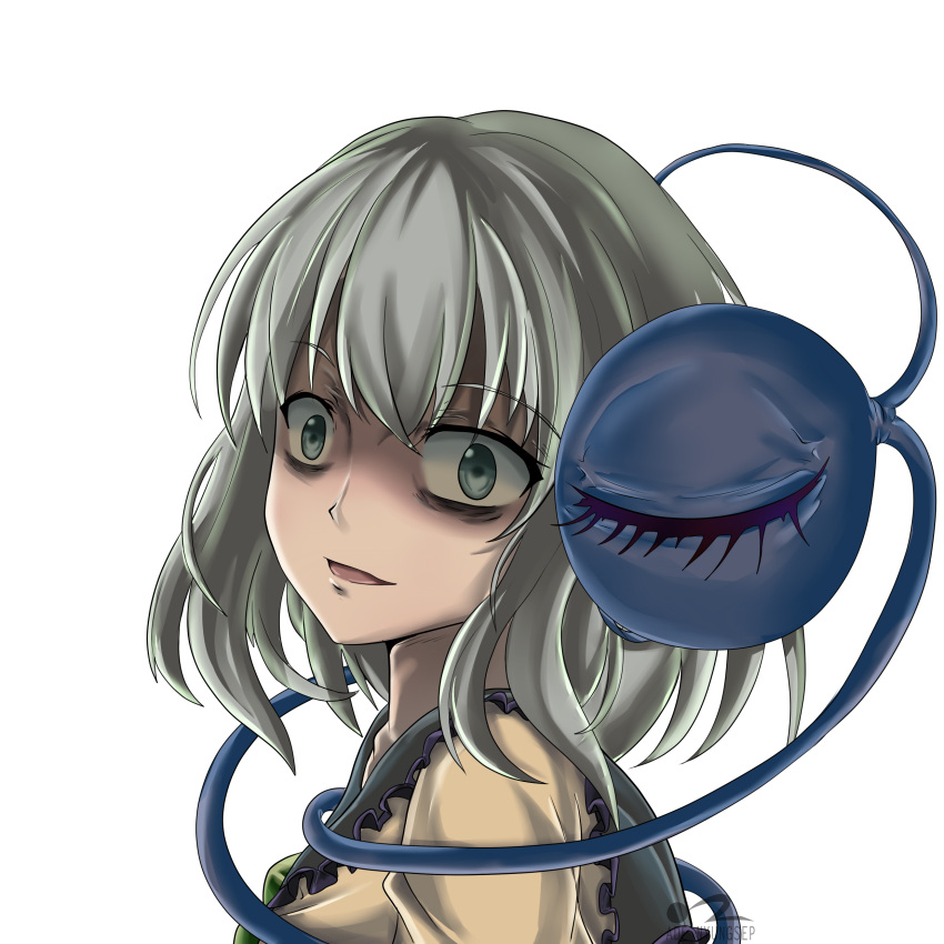 1girl, absurdres, ade-nyungsep, artist_name, bags_under_eyes, eyeball, green_eyes, highres