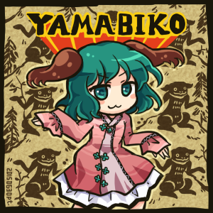 1girl, :3, animal_ears, dog_ears, green_eyes, green_hair, kasodani_kyouko, long_sleeves