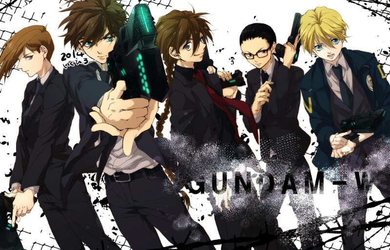 5boys, belt, black_eyes, black_hair, blonde_hair, blue_eyes, braid, brown_hair