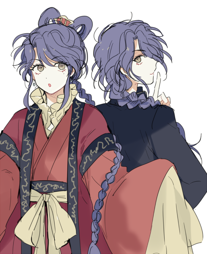 braid, brown_eyes, dual_persona, ewigkey, fushigi_yuugi, long_hair, looking_back, male_focus