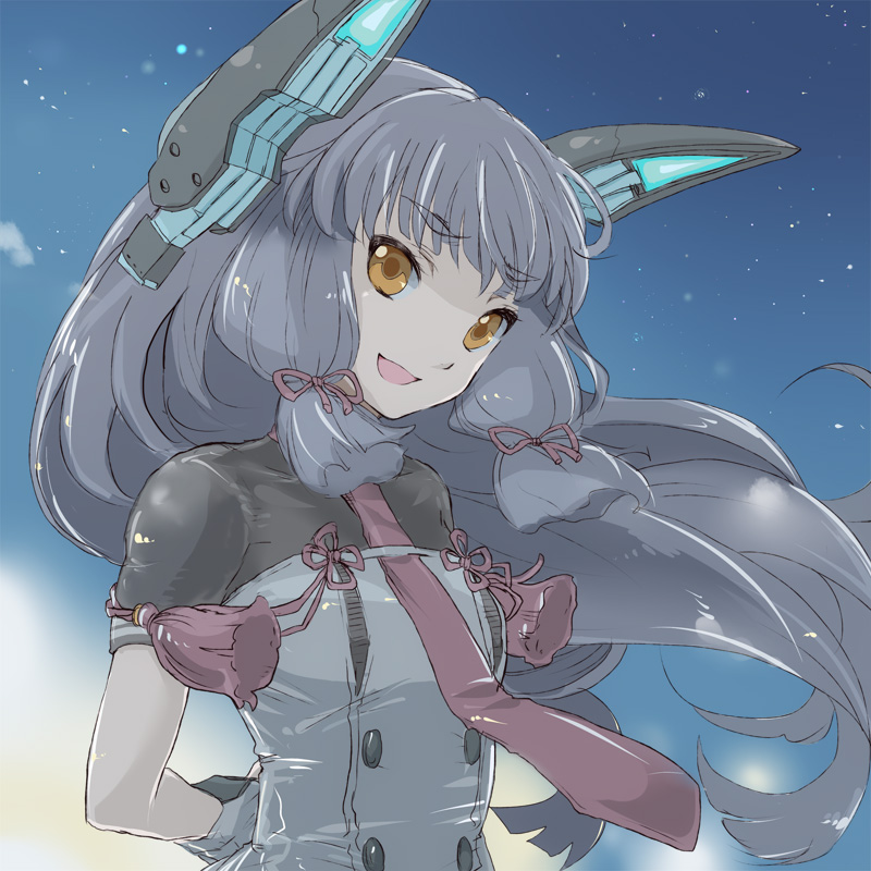 1girl, bangs, blunt_bangs, bodysuit, dress, fudeyama_(fudeco), gloves, hair_ribbon