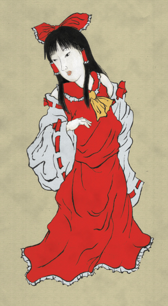 fine_art_parody, hakurei_reimu, nihonga, norio_minami, parody, solo, touhou, ukiyo-e