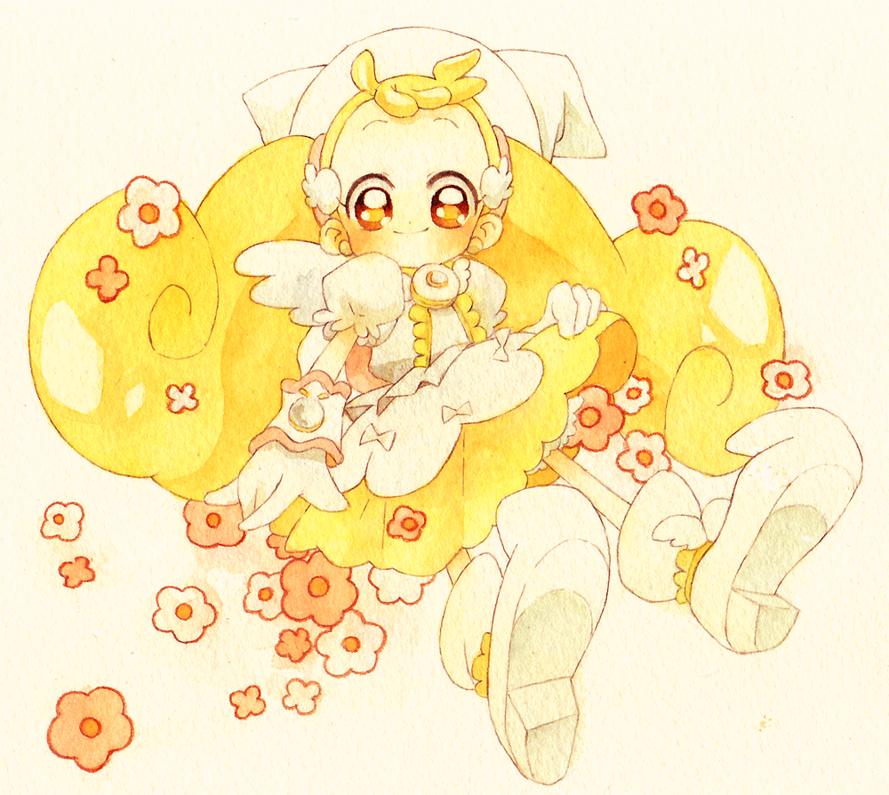 1girl, blonde_hair, blush, hat, long_hair, makihatayama_hana, momiji_(lucario), ojamajo_doremi