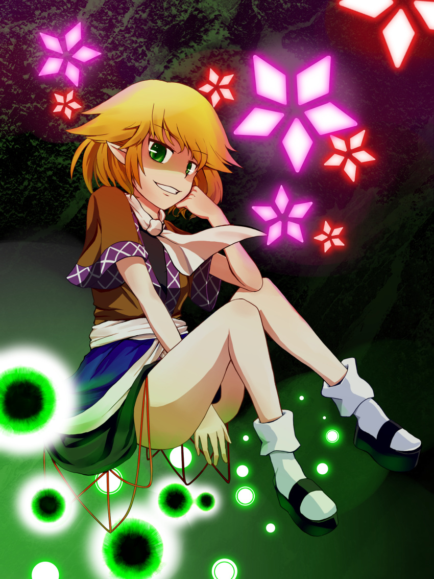 danmaku, green_eyes, highres, kari_(karinimooreha), mizuhashi_parsee, pointy_ears, short_hair, touhou