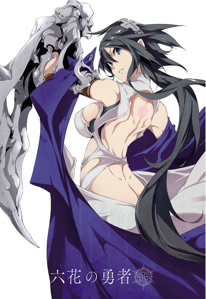 1girl, black_hair, long_hair, mora_chester, official_art, rokka_no_yuusha, solo, toru_k