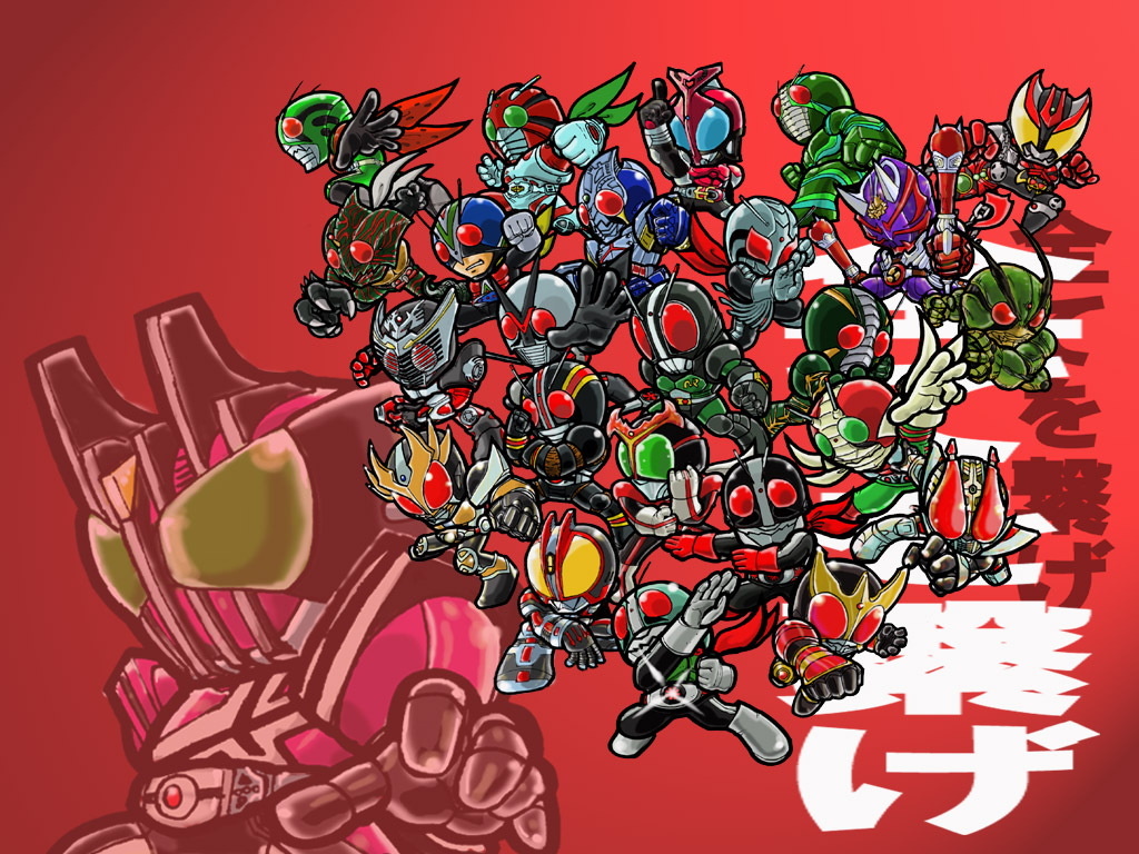 6+boys, antennae, bad_id, bad_pixiv_id, chibi, everyone, kamen_rider, kamen_rider_(series)