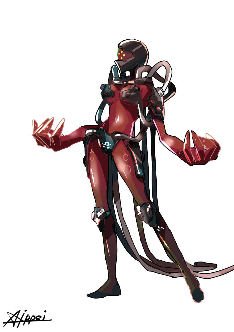 1girl, barefoot, breasts, cable, female, full_body, genderswap, gigas_(tekken)