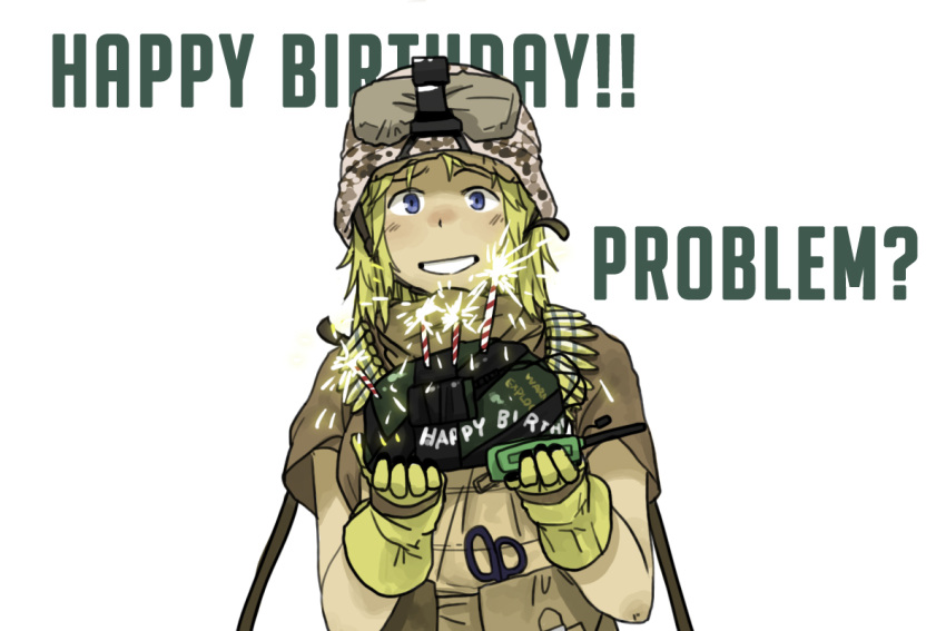 1girl, anyan_(jooho), battlefield_3, blonde_hair, blue_eyes, bullet, bullet_necklace, c4