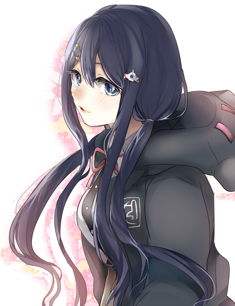 blue_eyes, blue_hair, dangan_ronpa, dangan_ronpa_1, dennbadennba0105, hair_ornament, hairclip, hoodie