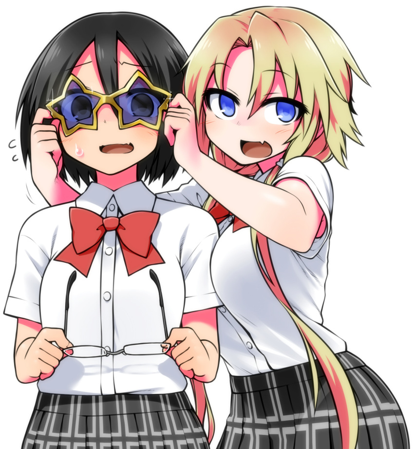 ayakashi_banashi, black_eyes, black_hair, blonde_hair, blue_eyes, blush, chankodining_waka, character_request