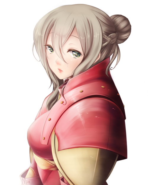 armor, elfie_(fire_emblem_if), fire_emblem, fire_emblem_if, green_eyes, grey_hair, solo