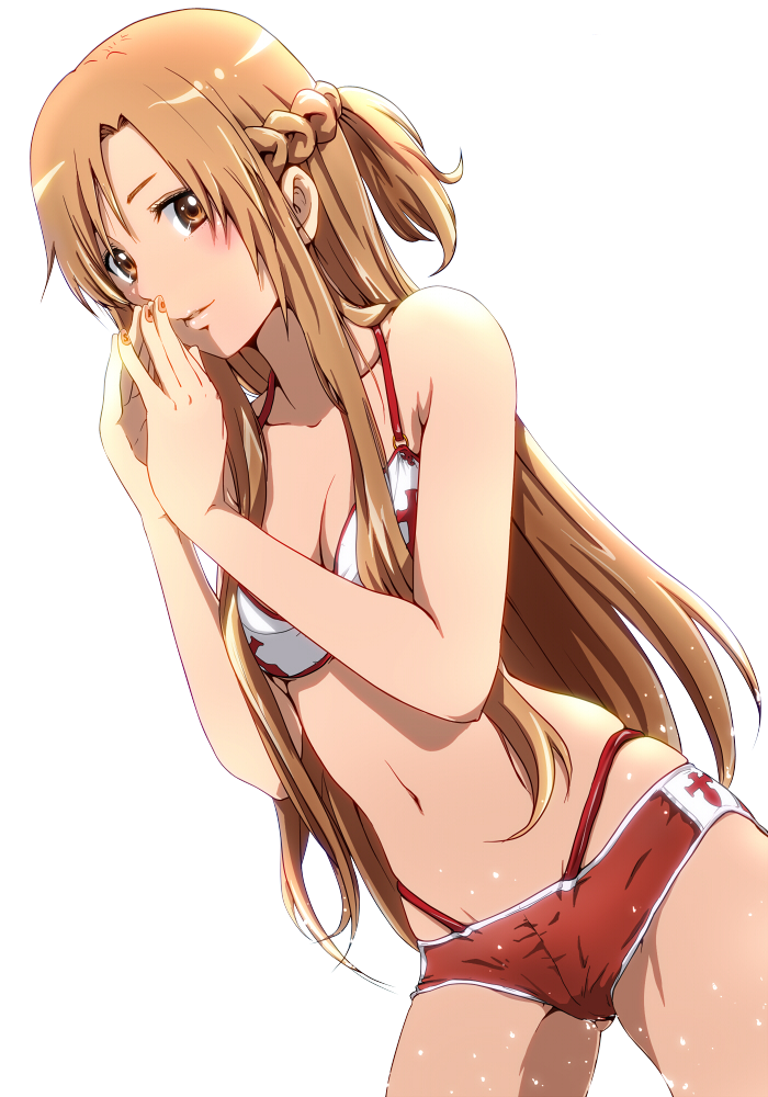 1girl, asuna_(sao), bikini, extraction, no10, swimsuit, sword_art_online, transparent_background