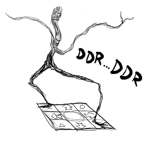 dance_dance_revolution, dance_pad, dancing, lowres, meme, monochrome, parody, spoilers, the_enigma_of_amigara_fault