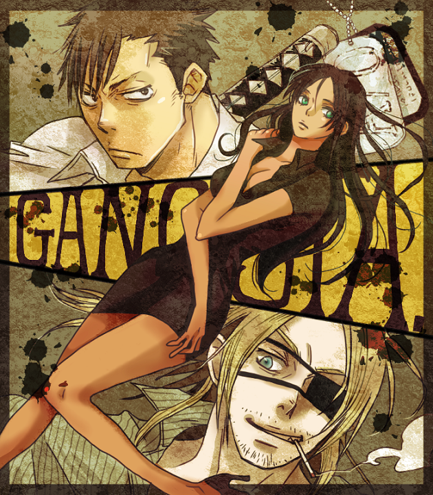 alex_benedetto, commentary_request, eyepatch, gangsta, hyakumitsu_(artist), katana, nicolas_brown, sword