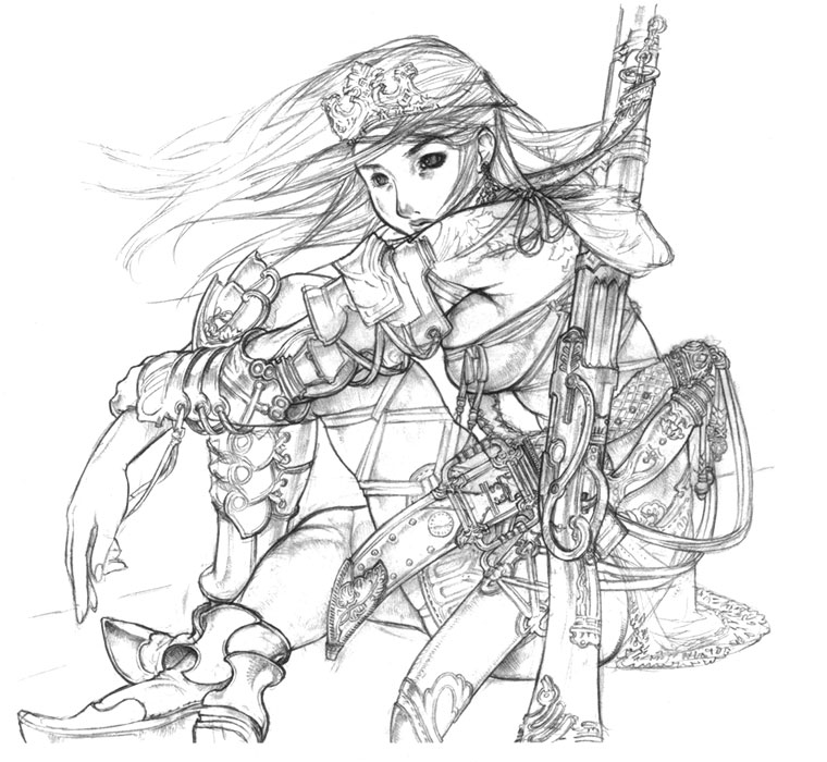 aisya, archaic_sealed_heat, armor, ash_(game), crown, sketch, wind